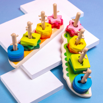 Wooden Montessori organ shape matching building blocks teaching aids for male and female babies early education puzzle set five-column 1-3 toys