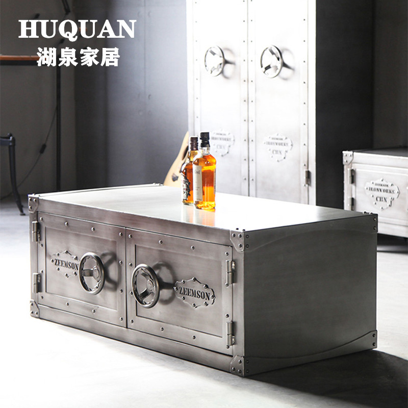Iron art INS industrial style retro creative personality senior living room designer kung fu tea table storage iron cabinet simple