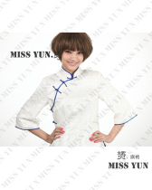 Spring and autumn new white brocade phoenix tail flower fashion improvement medium long sleeve Lady May 4th Tang suit jacket cheongsam top