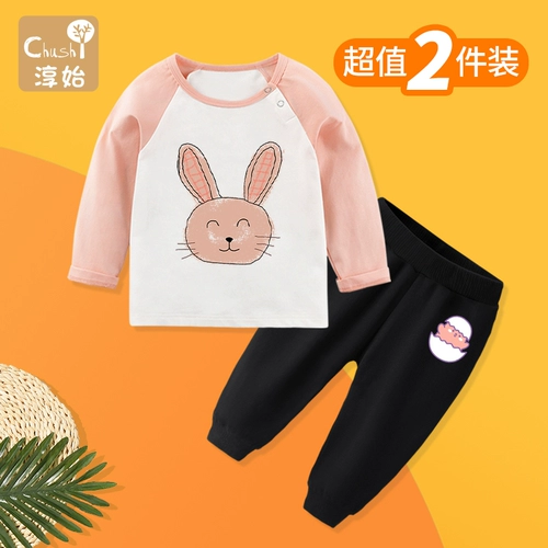 Лонгслив для девочек, нарукавники, комплект, детские хлопковые штаны, детский комбинезон, коллекция 2021, осенний