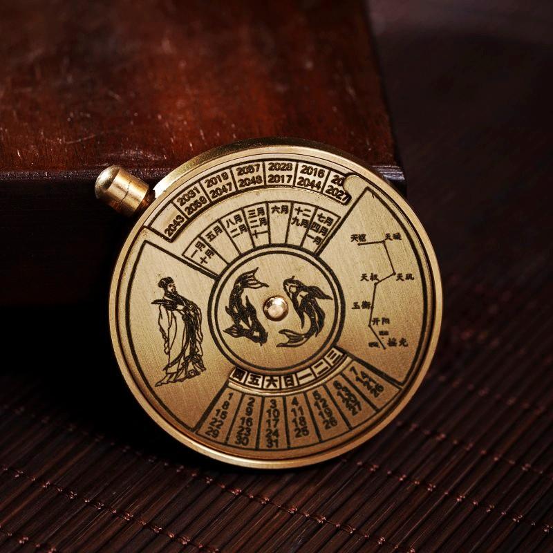 Seiko Edition Brass Perpetual Calendar Keychain Pendant Rotatable Metal Compass Keychain Personalized Couple Gift Seiko Edition Brass Perpetual Calendar Keychain Pendant Rotatable Metal Compass Keychain Personalized Couple Gift