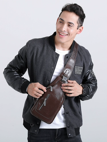 Нагрудная сумка, сумка на одно плечо, сумка для телефона, рюкзак, из натуральной кожи, подарок на день рождения