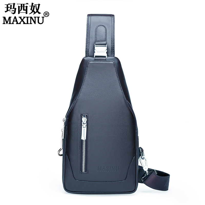Marxima Head Layer Bull Leather Men's Chest Bag Genuine Leather Bag men's bag Single shoulder bag Small number minimalist Cortex Daddy Quarbag