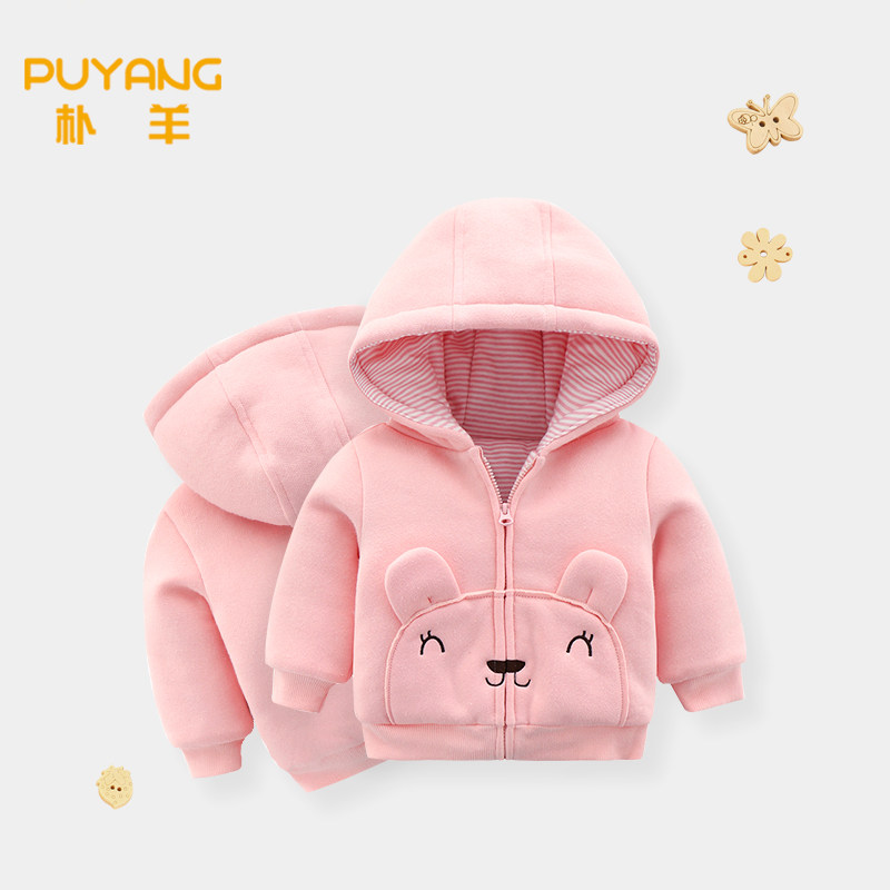 Baby girl autumn and winter sweater coat baby top autumn girl one-year-old baby Western style autumn quilted thickening