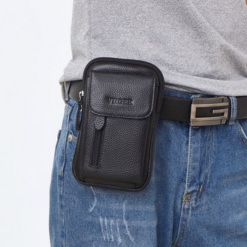 Genuine leather mobile phone waist bag small shoulder bag