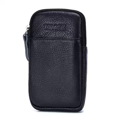 Men's leather ultra-thin mobile phone running bag top layer cowhide wear belt multifunctional Apple 4 7 inch single layer vertical small