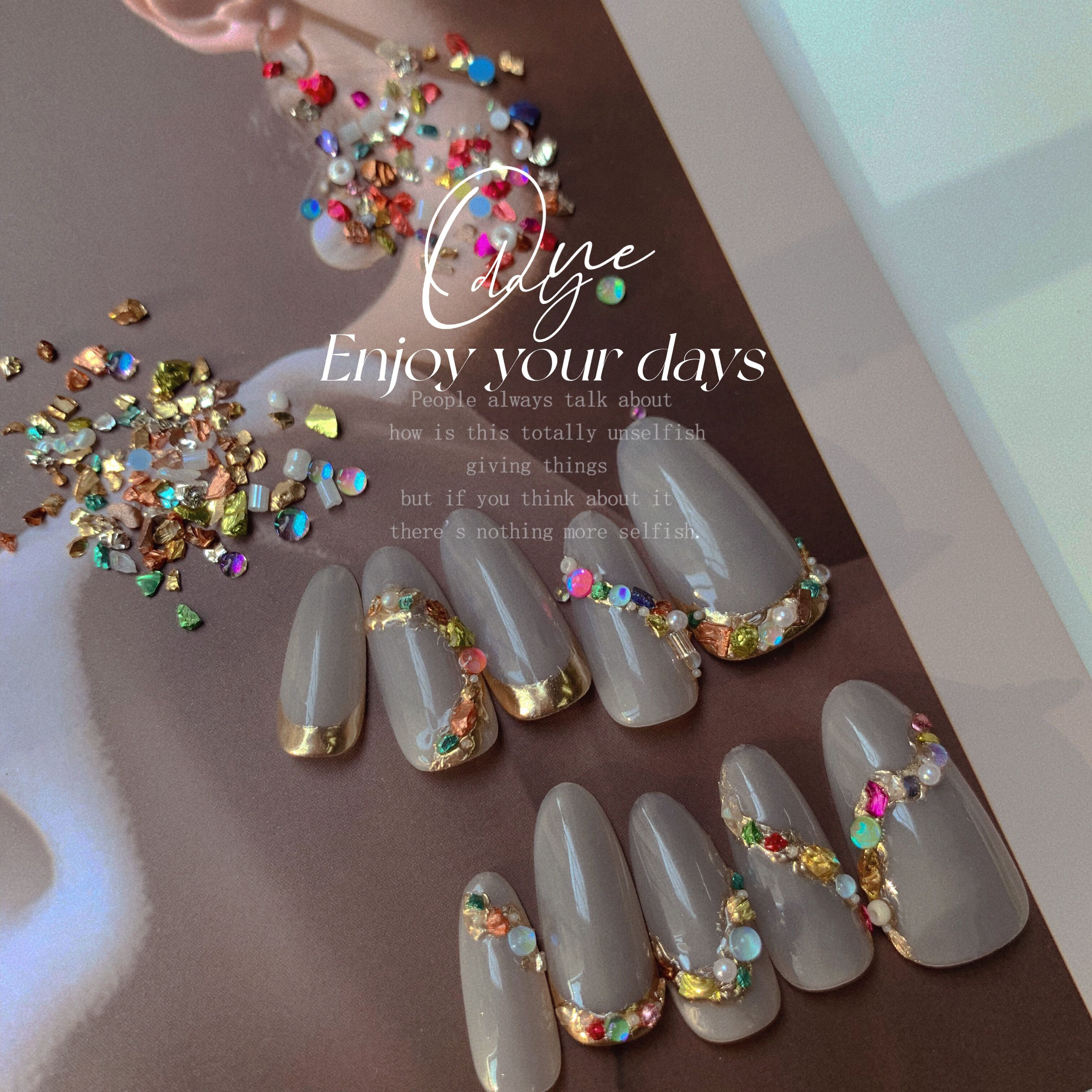 Japanese-style manicure retro gemstone color gravel baroque pearl small color diamond irregular super flash nail jewelry