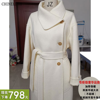 Thick warm double-sided cashmere coat camel color does not pill