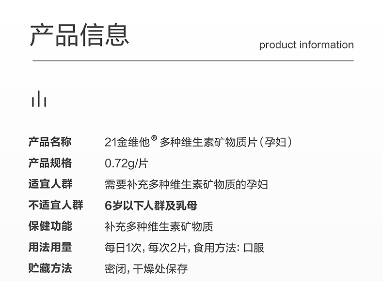 21金维他孕妇多种维生素矿物质片