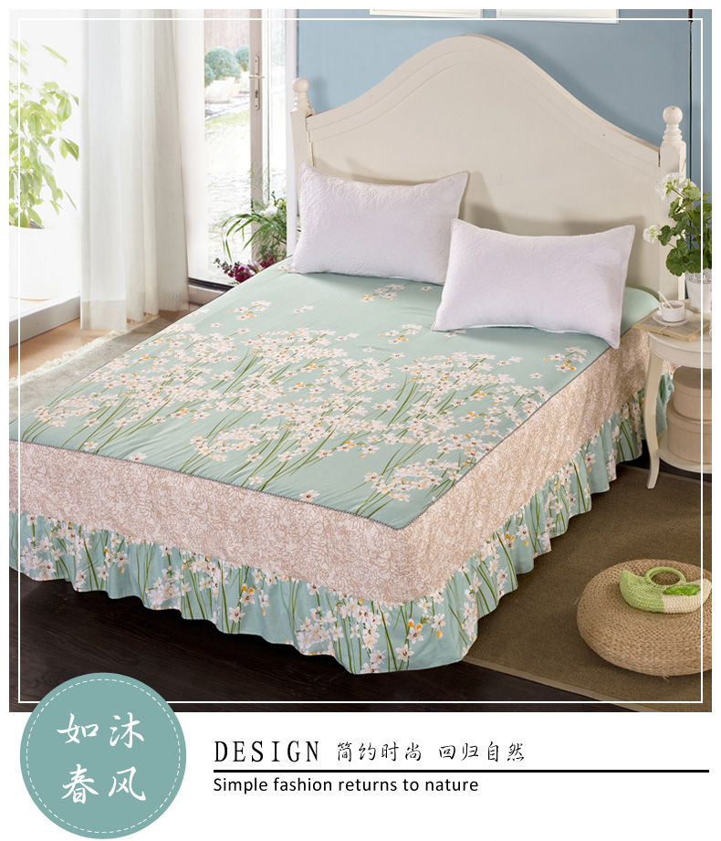 Váy cưới một mảnh bằng vải cotton trải giường 1,5m / 1,8 mét trải giường Simmons chống bụi chống trượt - Váy Petti drap giường có viền