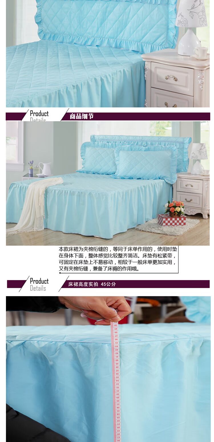 Bông bedspread giường váy Hàn Quốc ba mảnh giường giường 1,5m 1.8m bảo vệ tay áo một mảnh bông bông trải giường bông - Trang bị tấm ga trai giuong cho spa