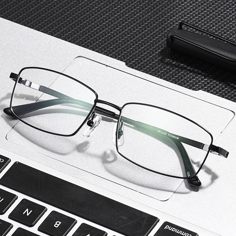 Myopia Glasses Male With Degree Super Light Semi-Frame Near-Lens Matching Degree Finished Eye Frame Anti-Blue Light Flat Mirror