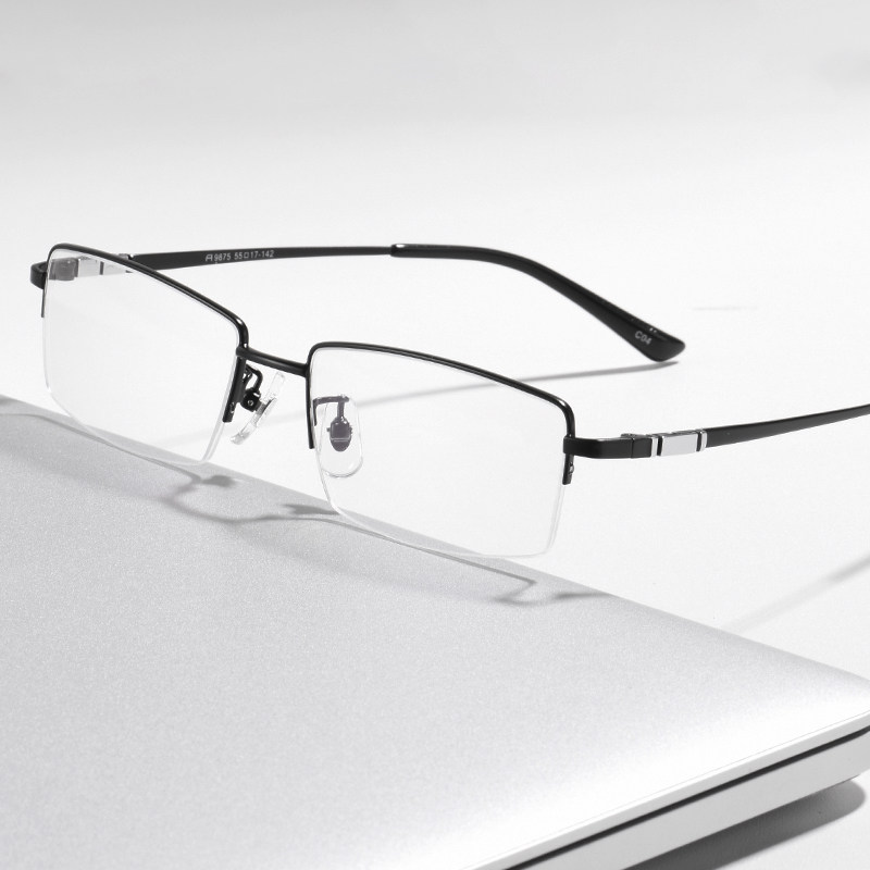 With finished myopia glasses men's ultra-light half-frame glasses frame color-changing full-frame glasses anti-blue light radiation astigmatism eyes