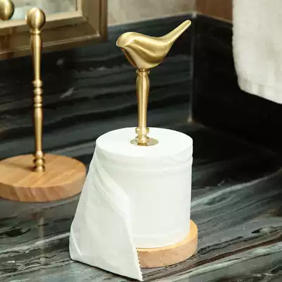 Home desktop creative vertical toilet tissue holder Kitchen bathroom toilet European style Non-rusty Brass bird roll toilet paper holder