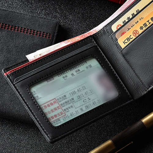 罗诗奴 Бумажник, трендовая фоторамка, короткий универсальный картхолдер подходит для мужчин и женщин, из натуральной кожи