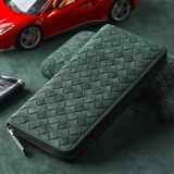 罗诗奴 Плетеный вместительный и большой бумажник, мужской картхолдер, маленькая сумка клатч, из натуральной кожи