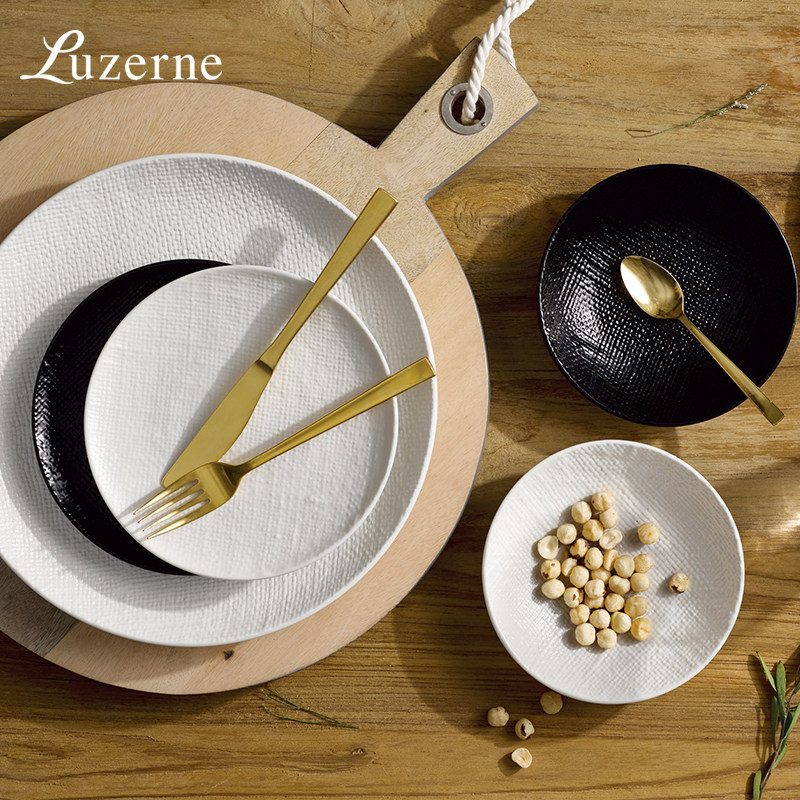 Luzerne Land Rise Ceramic Hemp Cloth Dish Suit Dish Suit Home Eating Soup Bowl Cutlery Dish Tray
