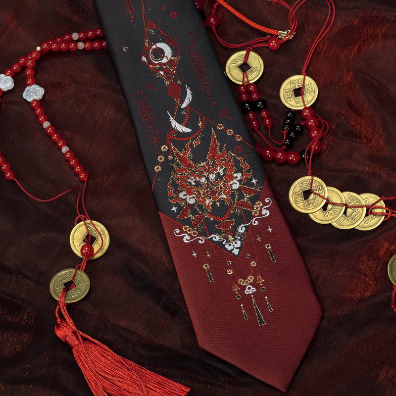 Maple Sugar Story Original Naoxi Chinese Style Embroidery Black Red Gold Thread Tie Jkdk Handmade Shirt Suit Accessories Maple Sugar Story Original Naoxi Chinese Style Embroidery Black Red Gold Thread Tie Jkdk Handmade Shirt Suit Accessories