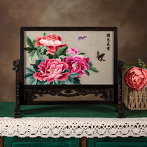 Hunan Chuanli New Chinese Style Silk Handmade Hunan Embroidery Double-sided Embroidery Table Screen Craft Business Conference Gifts