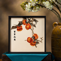 Xiangchuanli Hunan embroidery new Chinese style aluminum alloy black frame glass-free pure handmade double-sided embroidery three-dimensional display small hanging picture