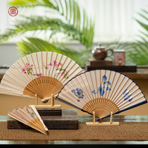 Xiang Chuan Li Xiang Embroidery Double-sided Embroidered Folding Fan Purely Handmade Embroidery Craft Xiang Fei Bamboo Fan Bones Included Base Can Be Gifted