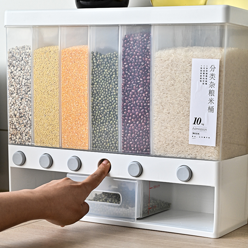 Household loading rice drum seal insect-proof moisture-proof classification rice cylinder rice noodle box storage tank divided grain storage box