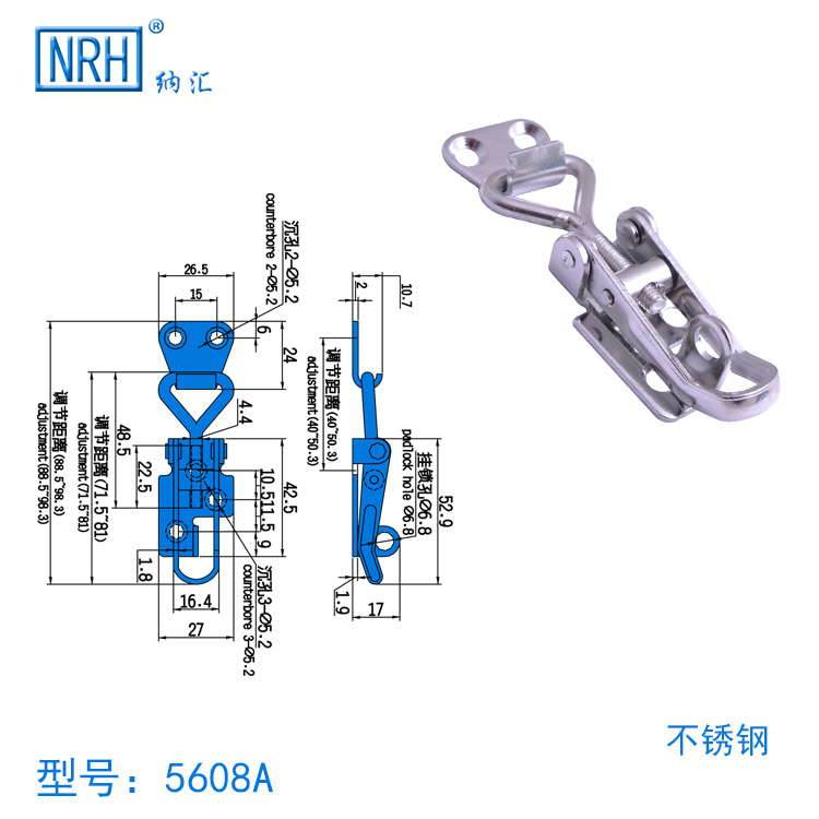 Nrh Nahui Phần cứng điều chỉnh Khóa Phần cứng Khóa Khóa Điều chỉnh Khóa bằng tay Công cụ kẹp bằng thép không gỉ Khóa