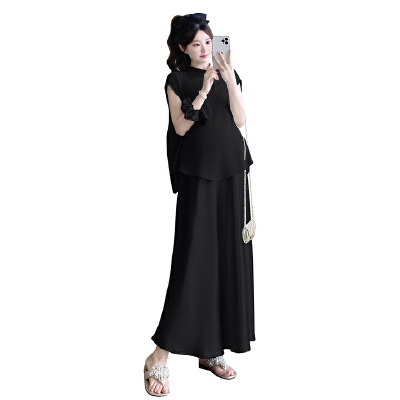 Maternity Summer Dress 2026 New Fashion Set for Pregnant Moms, High-End Style with a Sense of Design, French-Style Long Dress — 2