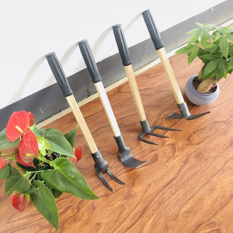 Small hoe household weeding and planting vegetables dual-use outdoor wasteland ripping Wood handle rake Small small hoe pick farming tools