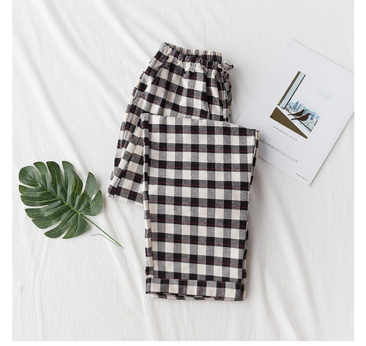 2018 mùa thu mới cho nam quần flannel cotton pyjama lỏng kích thước lớn lưới dịch vụ nhà quần thẳng ra có thể được mặc quần thun dài nữ