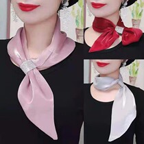 Neck Guard Jack Silk Scarf Woman Small Strip Mesh Red Identical Flash Drill Scarf Korean version 100 lap fall sunscreen Neck Protection Collar