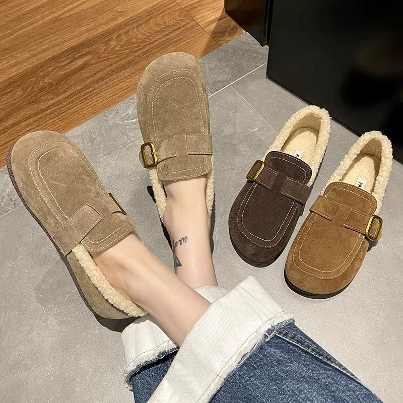 [Шерстяный бархат] Обувь Birkenstock женская осень-зима 2024 Новый верх плюс бархатные обувь Birkenstock хлопковая обувь Шапочка для головы Меховые ботинки