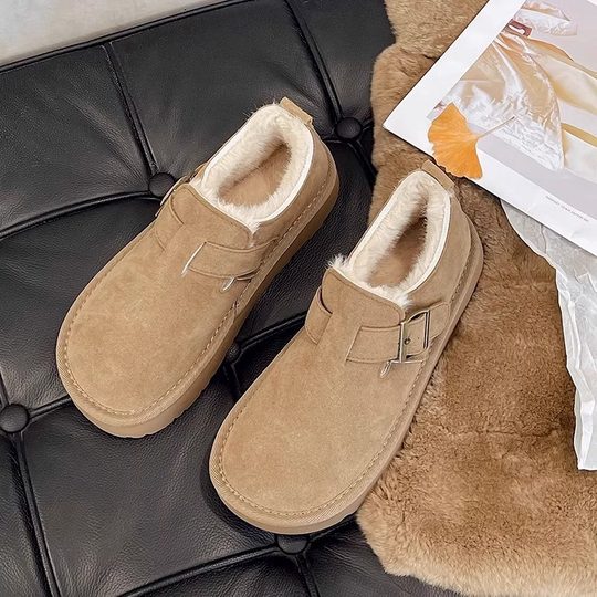 厚底加绒加厚勃肯鞋女冬2025新款软底博肯豆豆棉鞋外穿保暖雪地靴