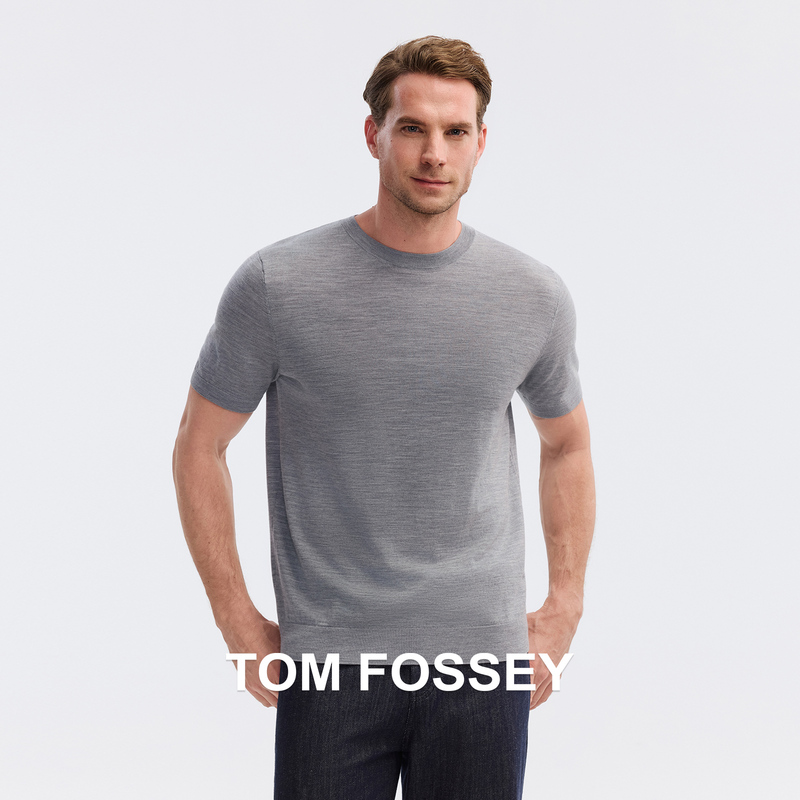 [100% Wool, Washable] 26 Spring/Summer New Style Merino Worsted Wool Basic Versatile Round Neck Short Sleeves