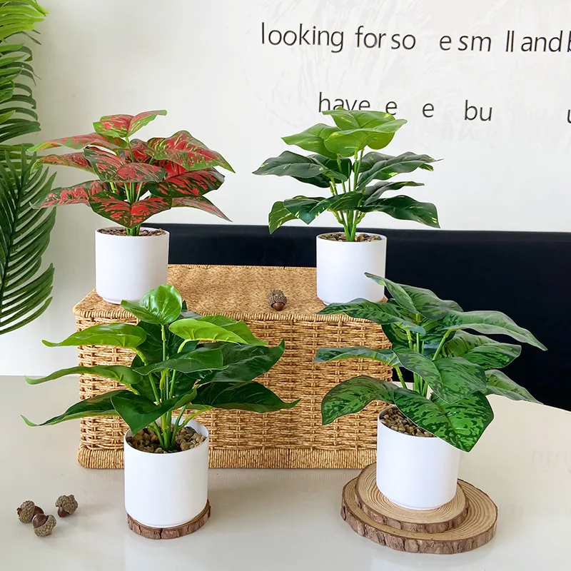 Artificial Green Plants, Artificial Bonsai, Small Potted Plants for Office Desks, Monstera Potted Plants, Living Room Decoration, Fake Flowers, Green Radish, Home Decorations
