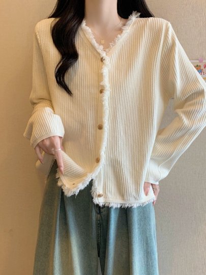 高级感小香风黑色针织开衫毛衣外套女秋季新款大码胖mm小金扣上衣