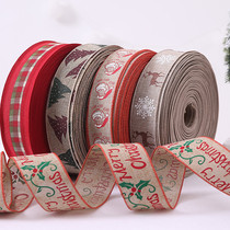 Christmas linen ribbon ribbon ribbon diy material bow jewelry Christmas elk old man ribbon decorations