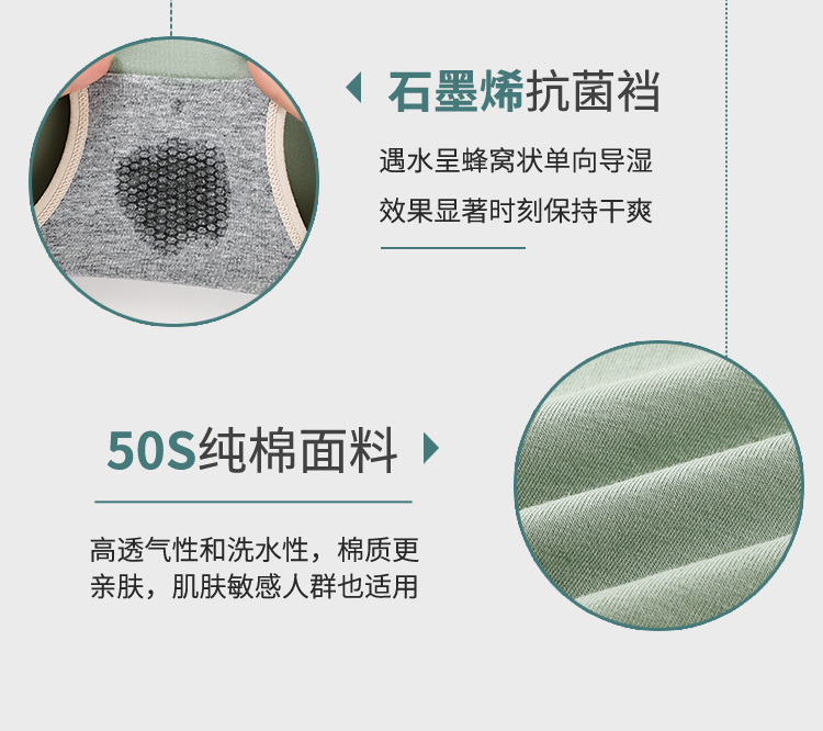 紫速玫瑰 设计款石墨烯内裤3条装 图3