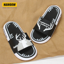 Slippers mens tide outdoor wear summer thick bottom stepping on shit feeling 2021 new word couple non-slip mens cool slippers