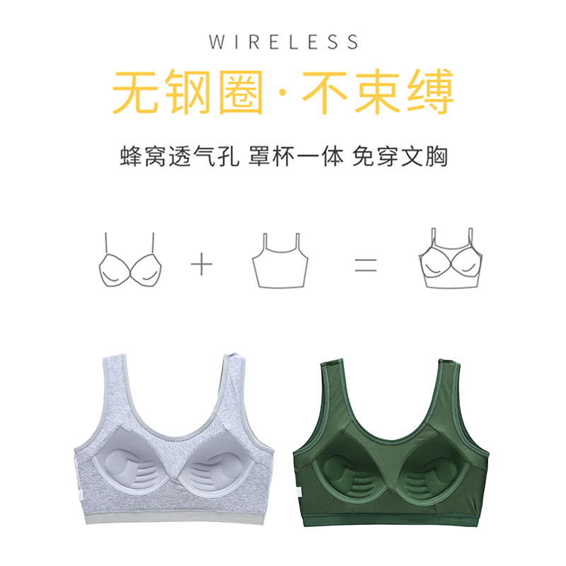 Student lingerie female steel ring No steel ring Breasted Development Adolescent Vest Junior High School High School Girl Small Breasted Slim Bra Hood