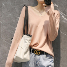 【第二件0元】妮卡v领长袖针织打底衫