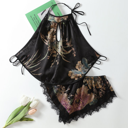 Xiangyunsha Traditional Style Bellyband Set for Women, Adult Sexy Mulberry Silk Backless Camisole, Silk Belly-Protecting Nightgown for Women