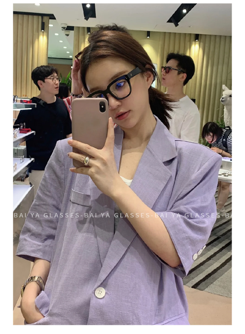 Sydney red net với gm kính Hàn Quốc gm kính nữ una.c ánh sáng phẳng chống ánh sáng màu xanh Yan kính khung nam - Kính gọng kính titan