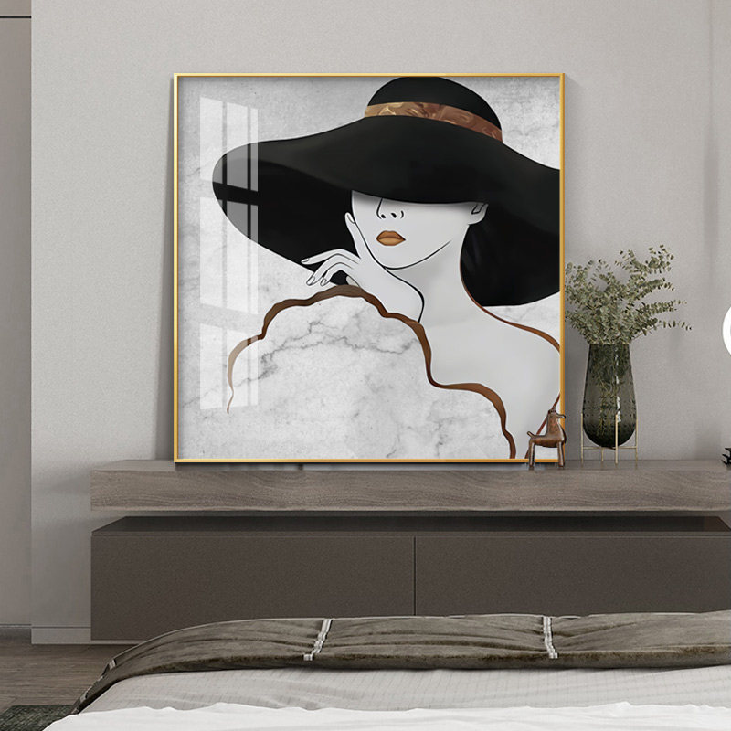 Simple abstract living room decoration painting Nordic wind bedroom teenage girl square porch hanging dressing shop character murals