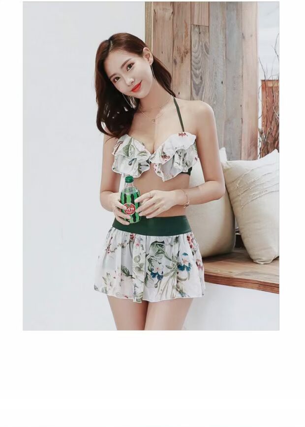 Siêu nhân lưới đỏ ba mảnh phù hợp với INS gió gợi cảm bikini nóng xuân nhỏ nước hoa chia đôi áo tắm mỏng nữ - Bikinis váy tắm biển