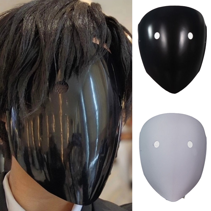 Dark Silence Rollan Cosplay Mask Geometric Hand-Painted Pure Black Visible Halloween Comic Con Cosplay New Pvc