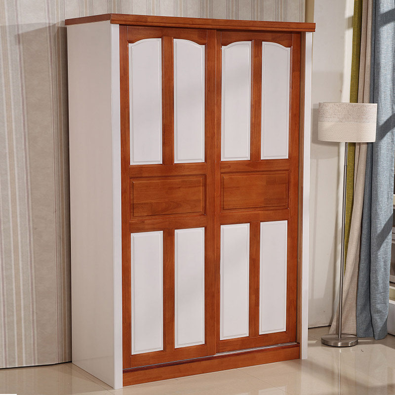 Full Solid Wood Wardrobe Real Wood Mediterranean Han Style Ramen Wardrobe Two Doors Adult Student Children Wardrobe