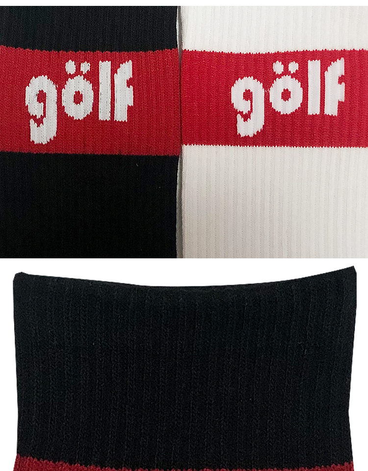Tide thương hiệu GOLF vớ sọc đỏ nam và nữ khâu màu tương phản thể thao vớ vớ cotton vớ đường phố - Vớ thể thao tất hàn quốc