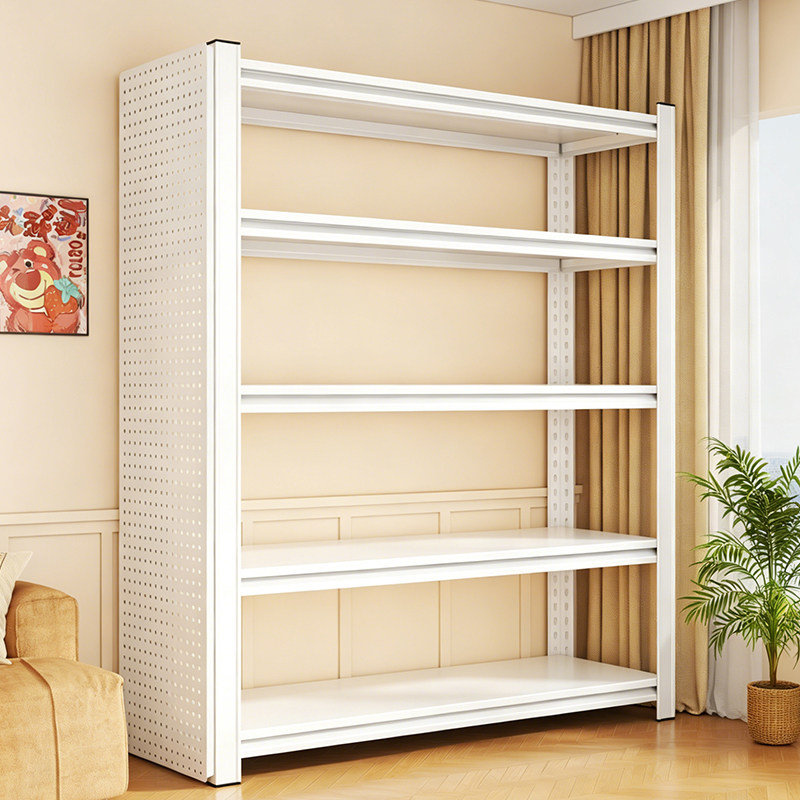Household multi-layer steel perforated plate shelf indoor storage rack balcony storage rack floor-standing integrated storage rack