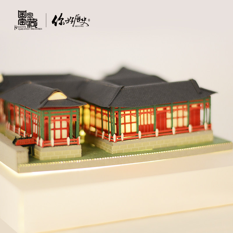 National Treasure x Hello history ancient architecture Paper carving lamp miniature model DIY cultural and creative gift official same paragraph